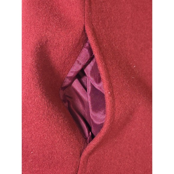 Vtg 80s 90s Jones New‎ York Hooded Long Coat Womens 6 Red 100% Wool USA STUNNING - Picture 9 of 15